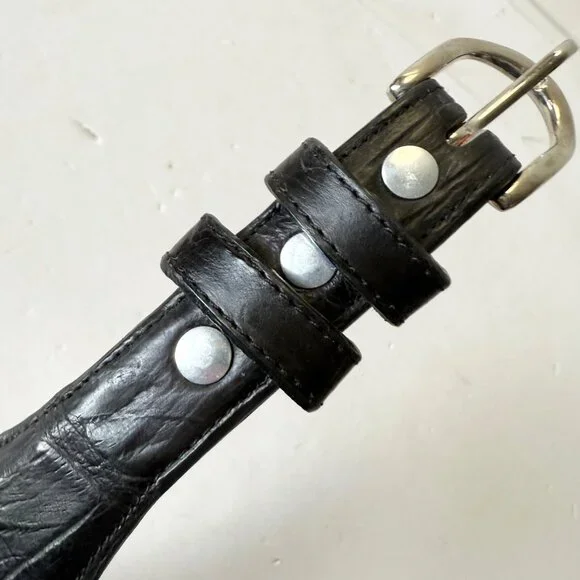 Rod Patrick Mens Western Belt Black Genuine Caiman Leather Size 44